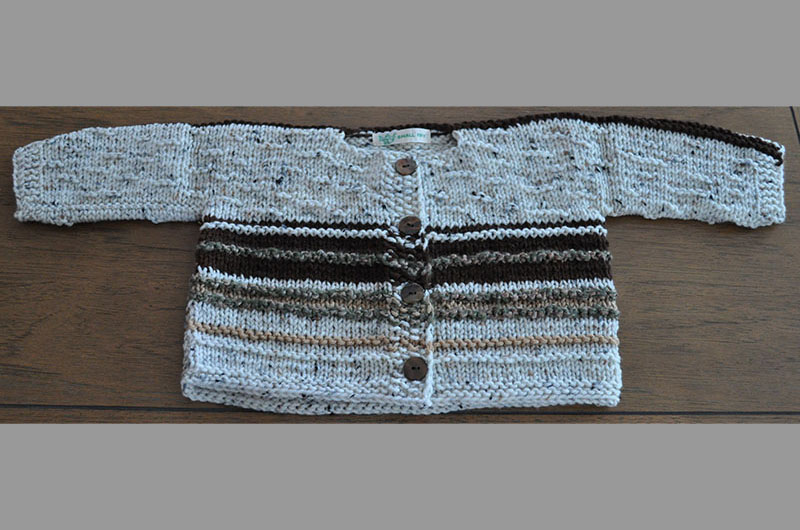 Off White with Black and Brown fringe and stripes