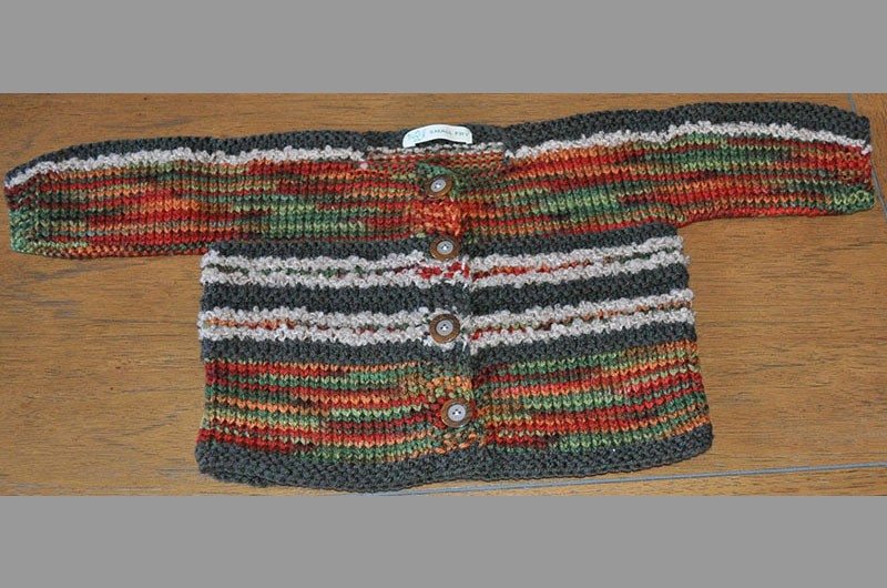 Charcoal gray with multi stripes