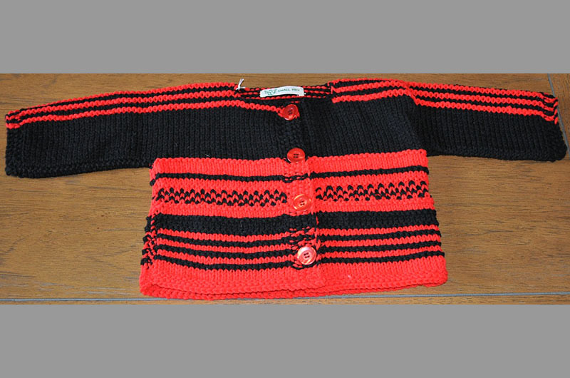 Red with black stripes