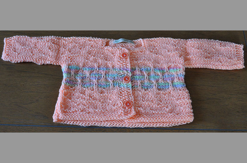 Peach with blue stripes