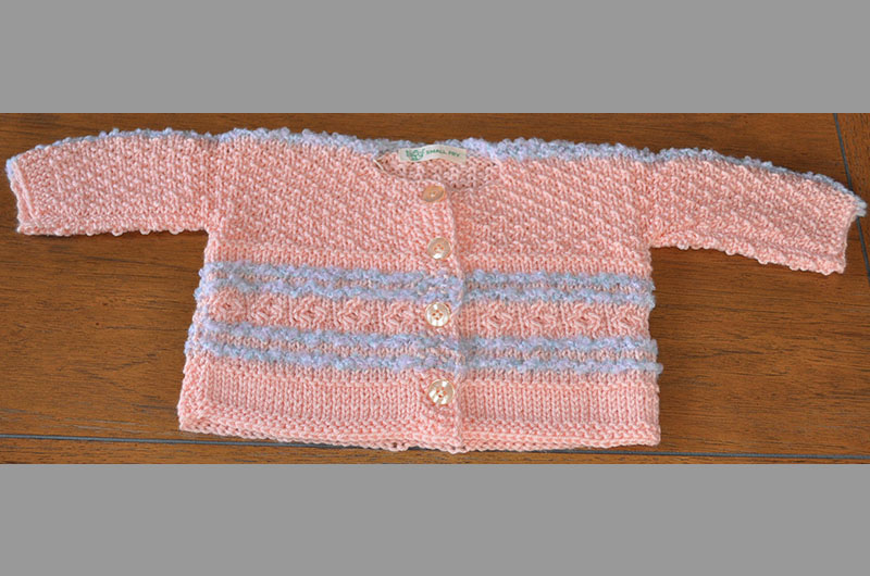 Peach with white stripes