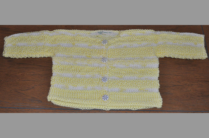 White with wide yellow stripes