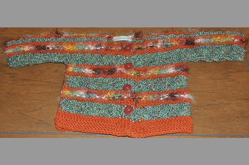 Reddish orange with with wide multi stripes