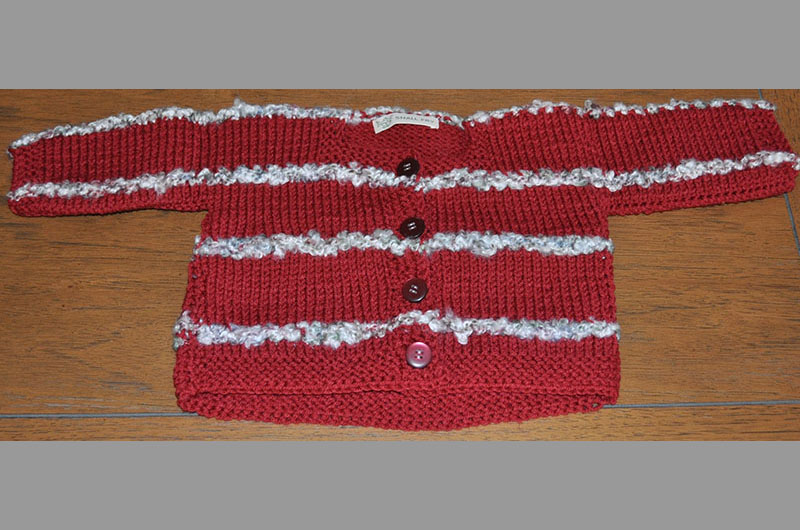 Burgandy with white stripes