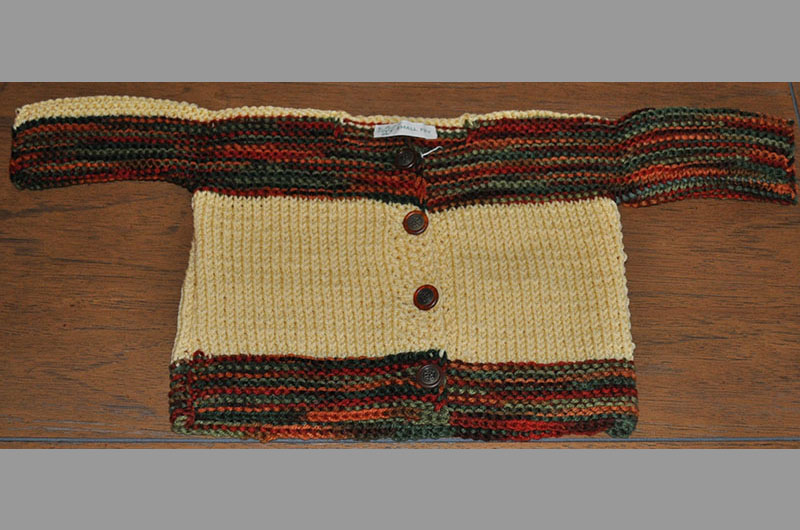 Yellow with multi color stripes