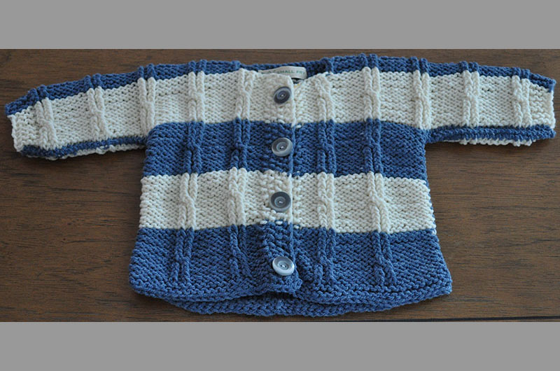 Dark blue with wide white stripes