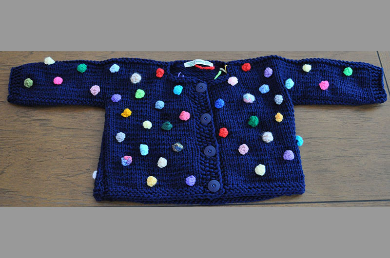 Dark blue with multi color balls