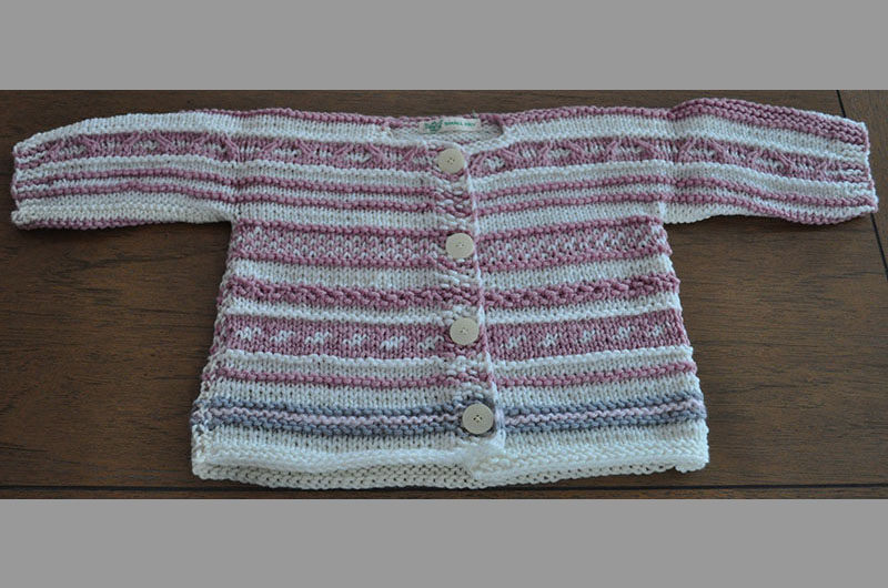 Off white with lavender stripes